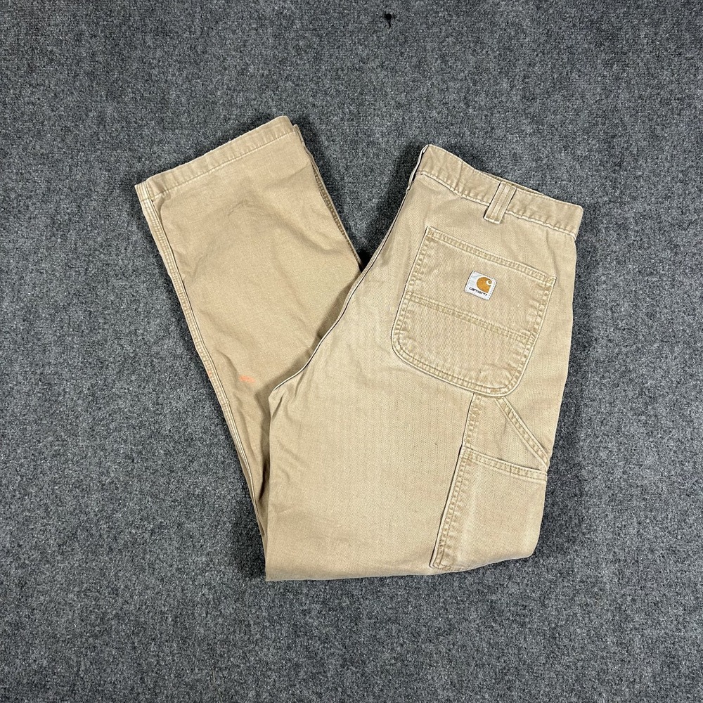 Vtg Carhartt Men's 36x32 Khaki Carpenter Painters Pants Dungaree #3471